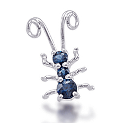 sapphire, ant, pendant, Gallery of Diamonds, Newport Beach, Jewelry, Vintage, Estate, Custom,Pendant, Charm, Earring, Sapphire, Round, Rhodiumed ,Sterling Silver, Ant