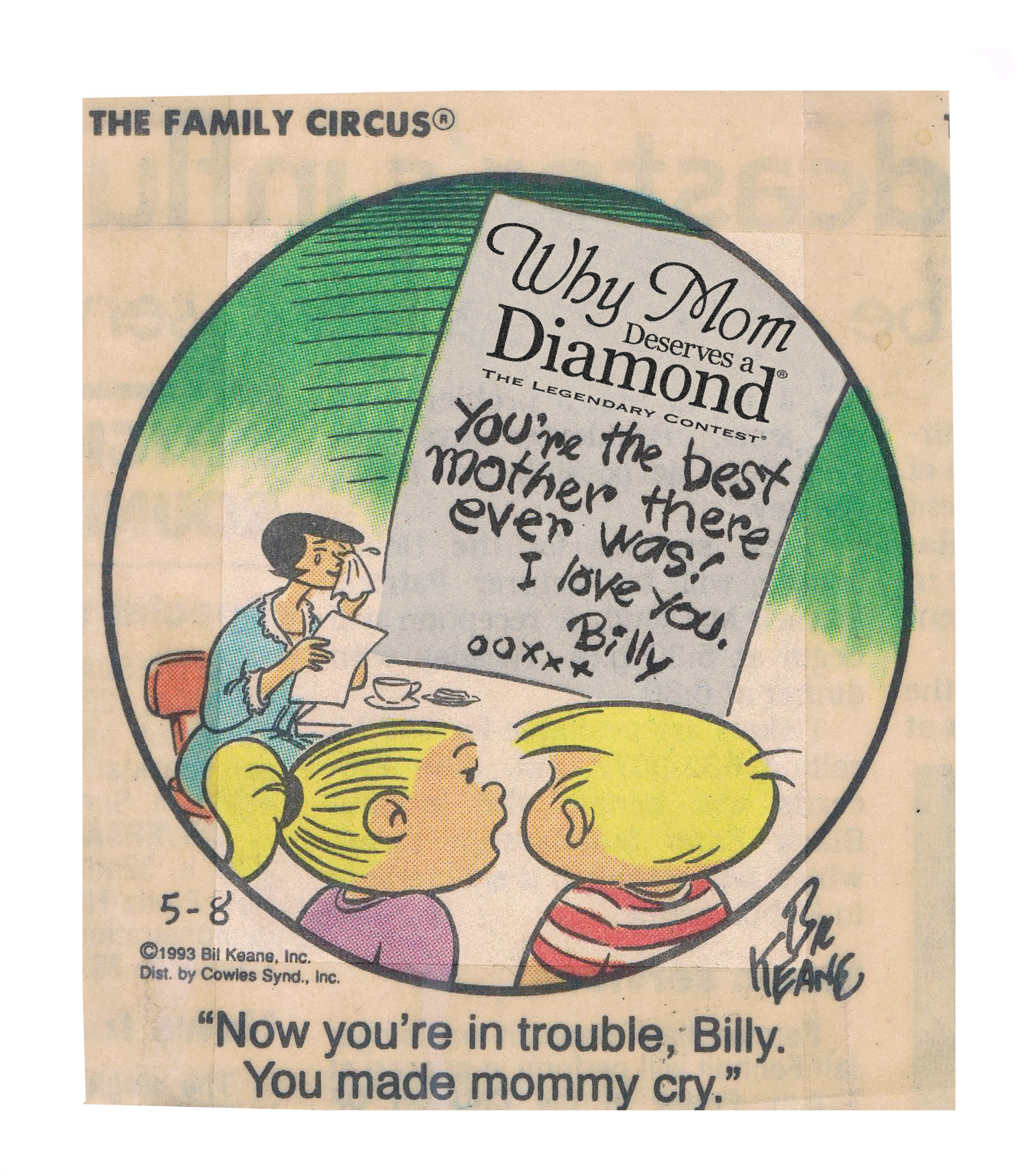 comic, family circus, diamond mike, Gallery of diamonds, newport beach, 92660, why mom deserves a diamond